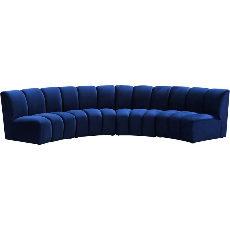 Meridian Furniture Infinity Navy Velvet 4pc. Modular Sectional