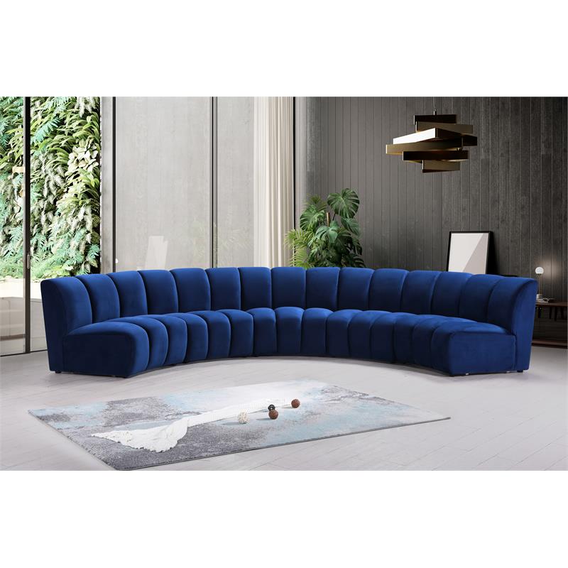 Meridian Furniture Infinity Navy Velvet 5pc. Modular Sectional