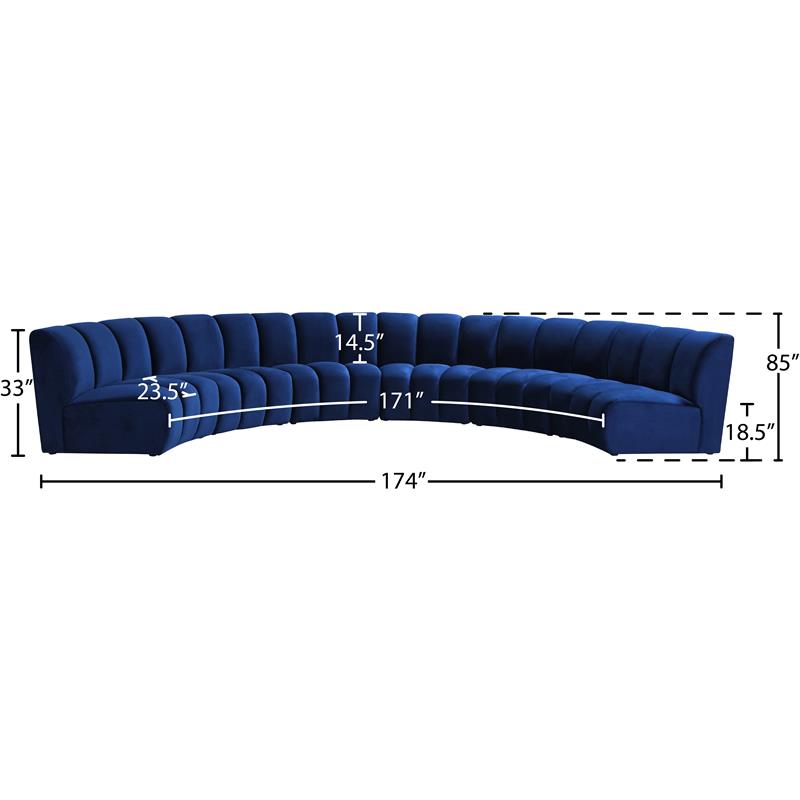 Meridian Furniture Infinity Navy Velvet 6pc. Modular Sectional