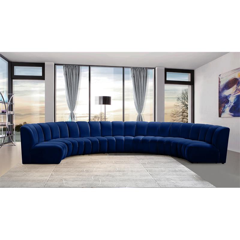 Meridian Furniture Infinity Navy Velvet 7pc. Modular Sectional
