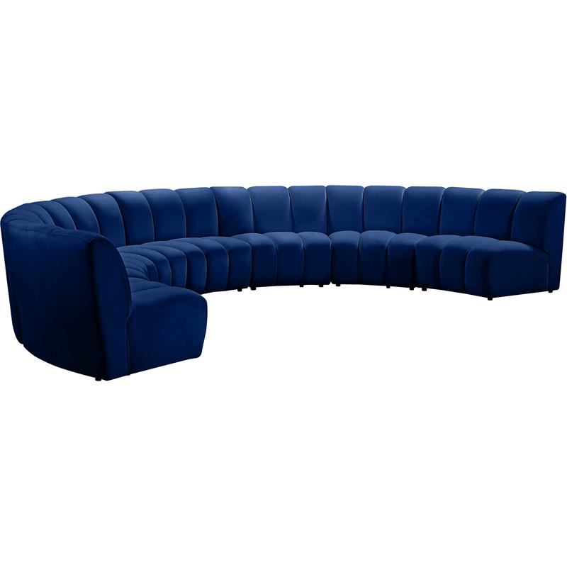 Meridian Furniture Infinity Navy Velvet 7pc. Modular Sectional