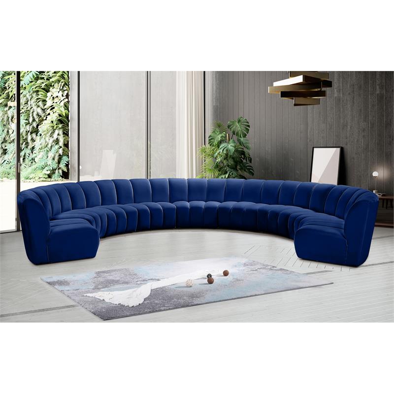 Meridian Furniture Infinity Navy Velvet 9pc. Modular Sectional