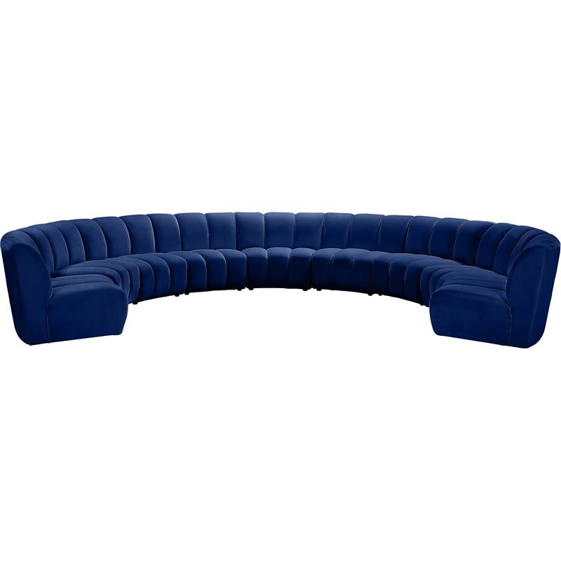 Meridian Furniture Infinity Navy Velvet 9pc. Modular Sectional