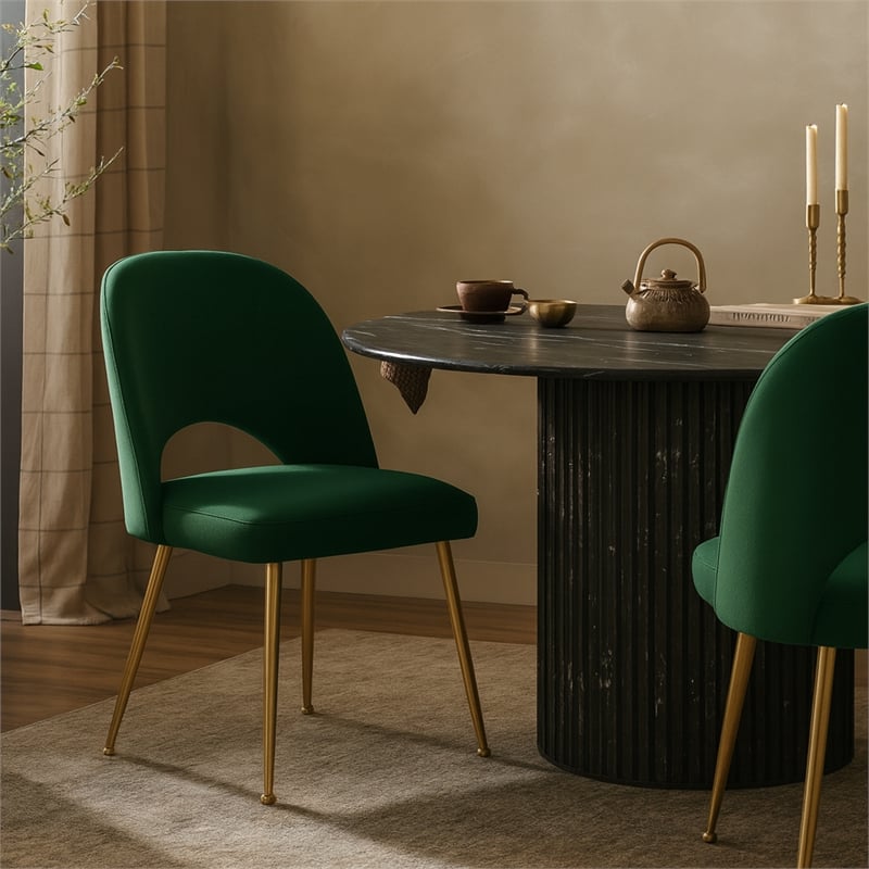 Meridian Furniture Logan Green Velvet Dining Chair (Set of 2)