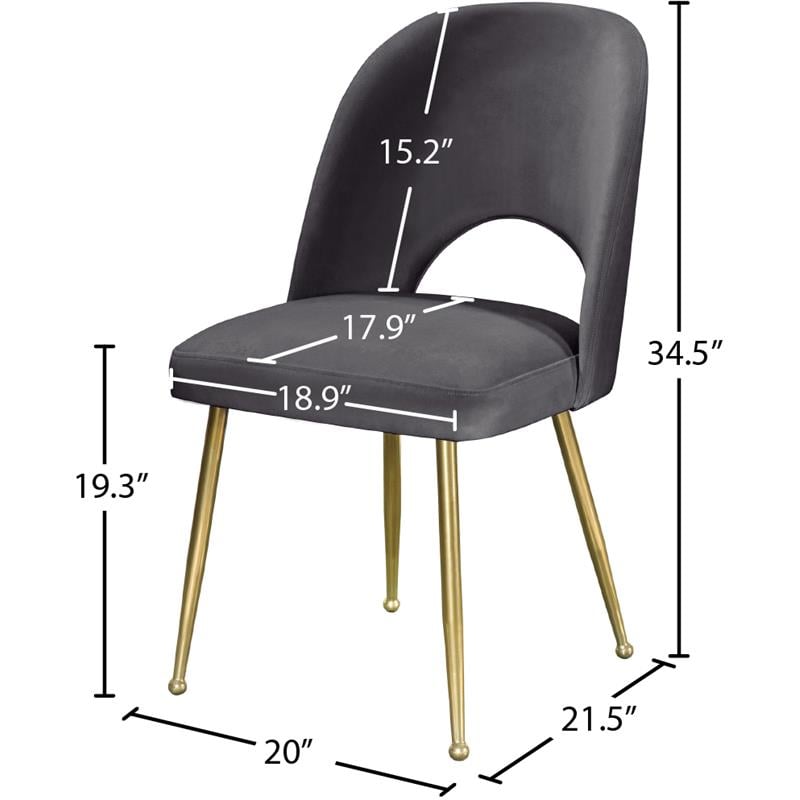 Meridian Furniture Logan Gray Velvet Dining Chair (Set of 2)
