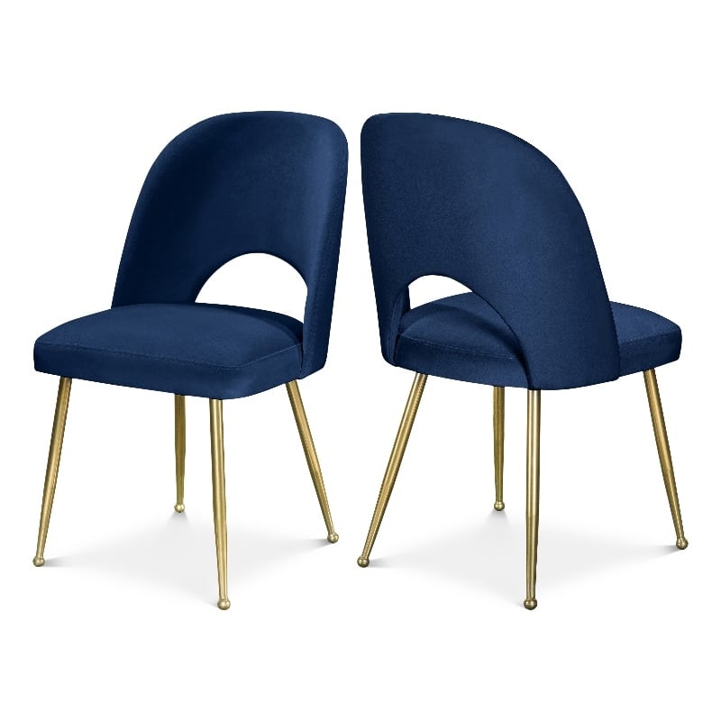 Meridian Furniture Logan Navy Velvet Dining Chair (Set of 2)