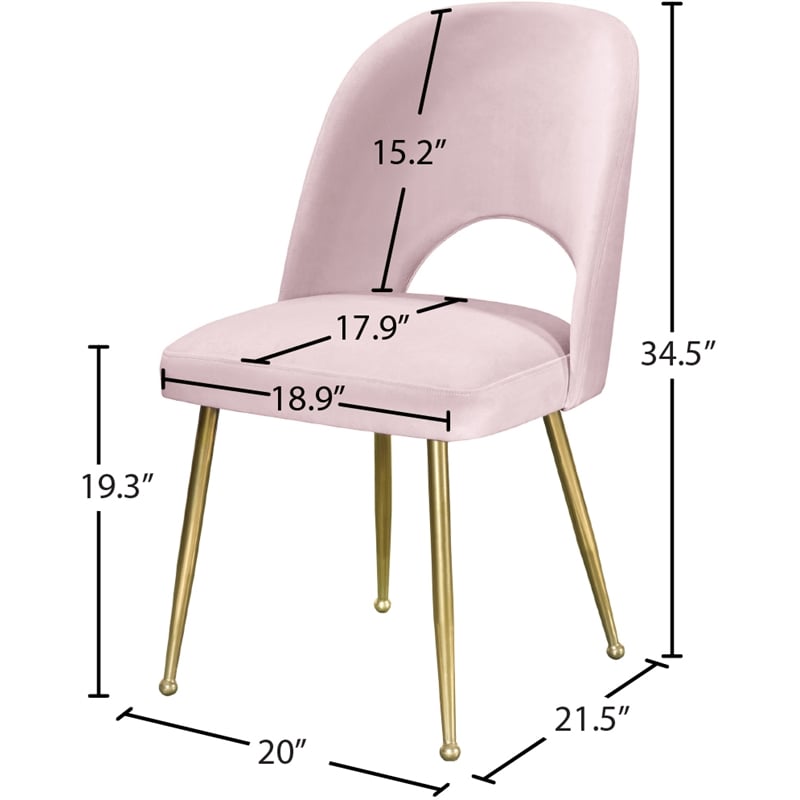 Meridian Furniture Logan Pink Velvet Dining Chair (Set of 2)
