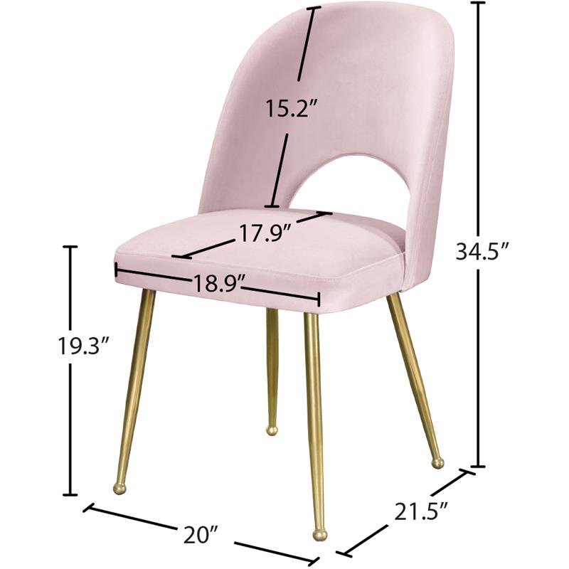 Meridian Furniture Logan Pink Velvet Dining Chair (Set of 2)