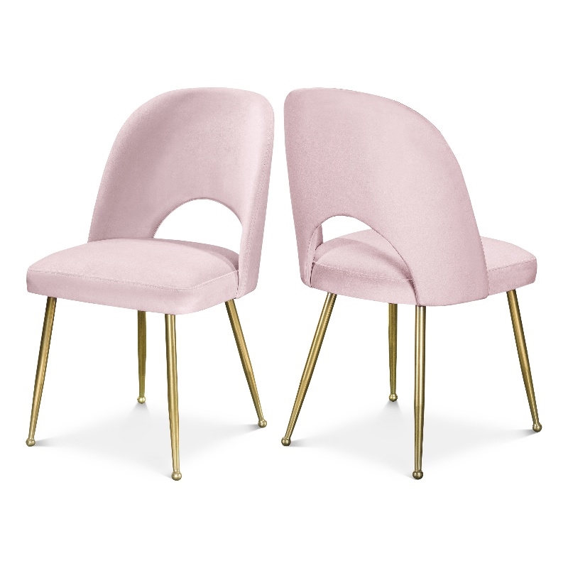 Meridian Furniture Logan Pink Velvet Dining Chair (Set of 2)