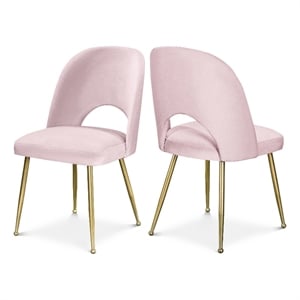 Meridian Furniture Logan Pink Velvet Dining Chair (Set of 2)