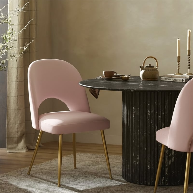 Meridian Furniture Logan Pink Velvet Dining Chair (Set of 2)