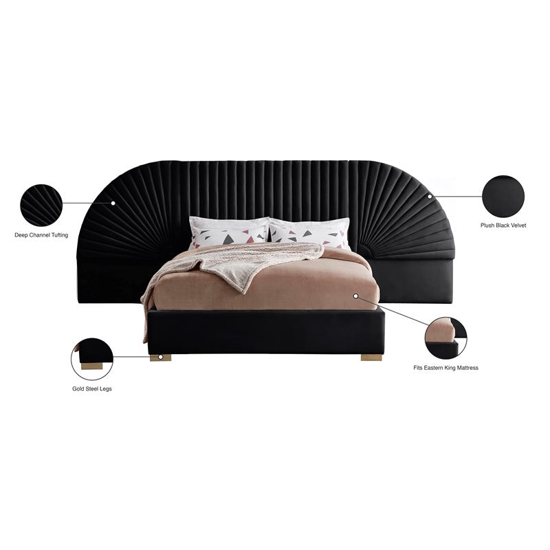 Meridian Furniture Cleo Black Velvet King Bed