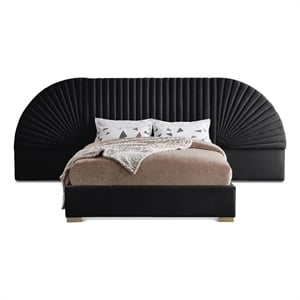 meridian furniture cleo black velvet king bed