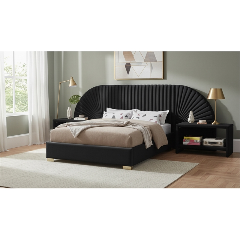 Meridian Furniture Cleo Black Velvet King Bed