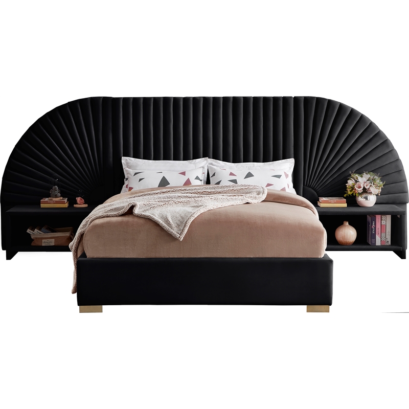 Meridian Furniture Cleo Black Velvet King Bed