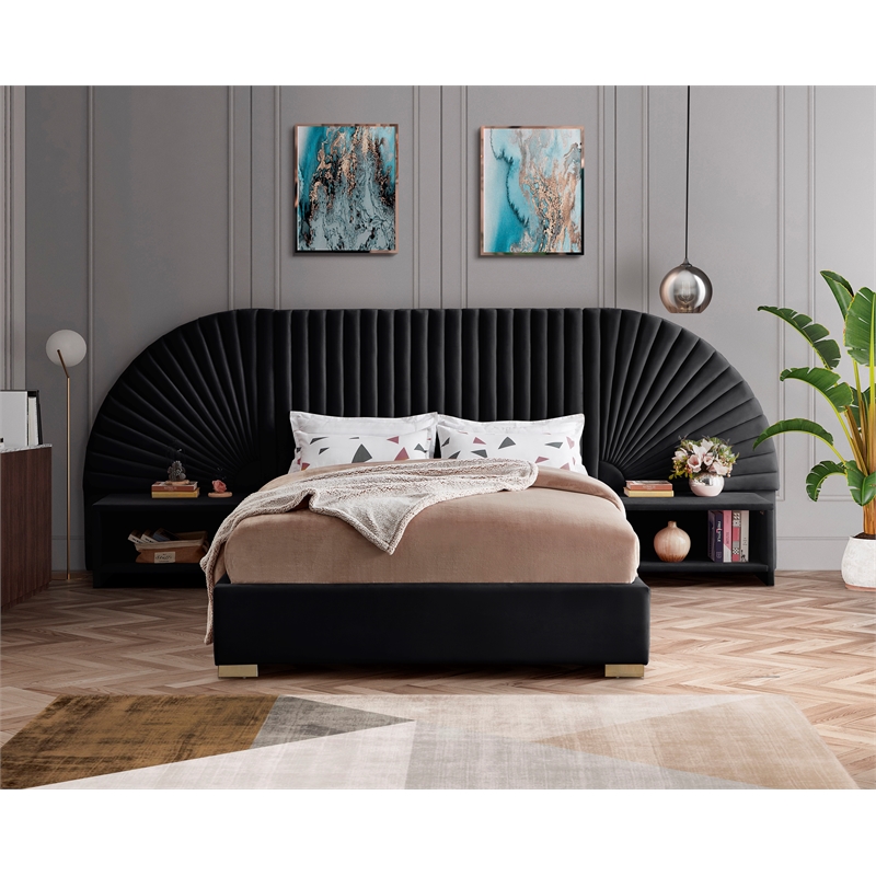 Meridian Furniture Cleo Black Velvet King Bed
