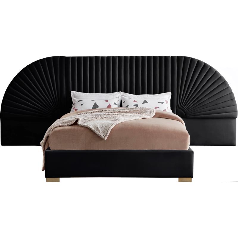 Meridian Furniture Cleo Black Velvet Queen Bed