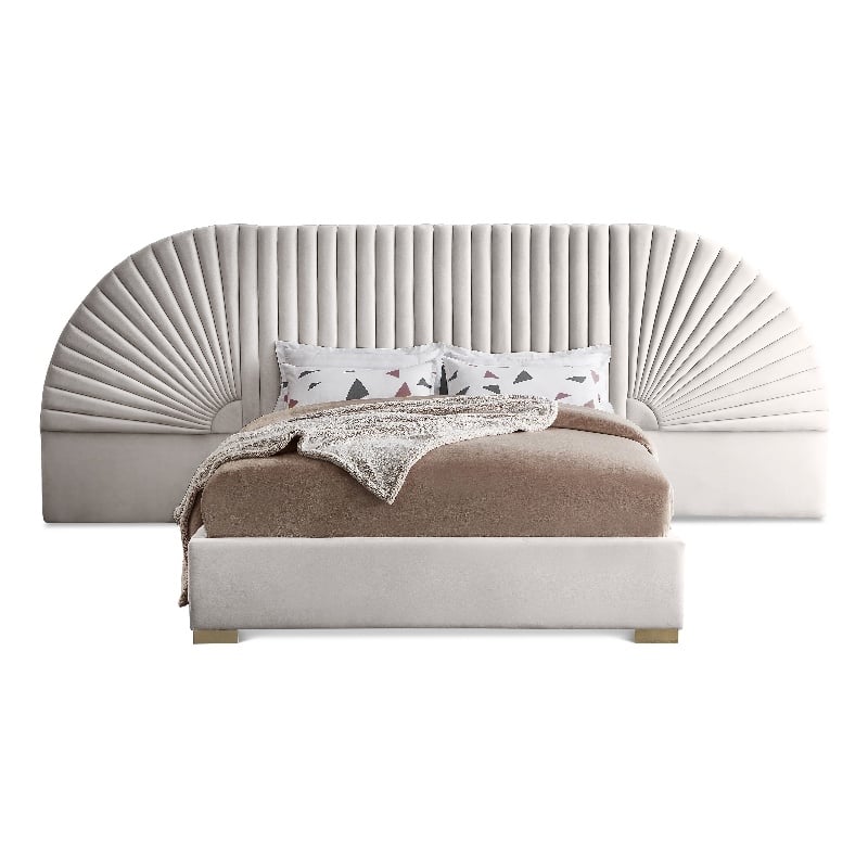 Meridian Furniture Cleo Cream Velvet King Bed