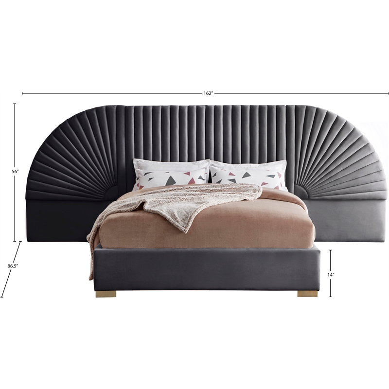 Meridian Furniture Cleo Gray Velvet King Bed