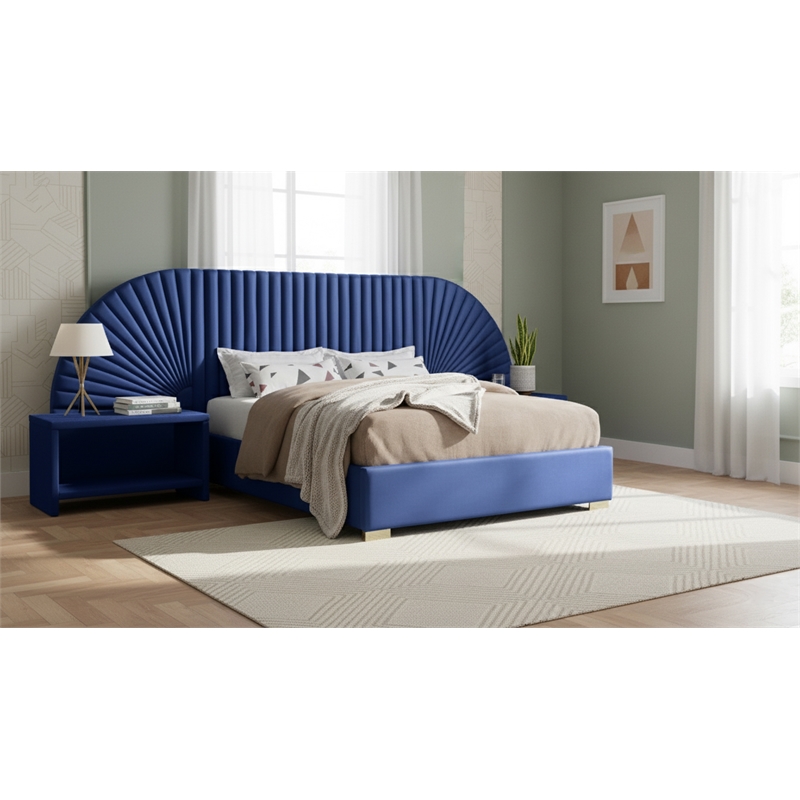 Meridian Furniture Cleo Navy Velvet King Bed