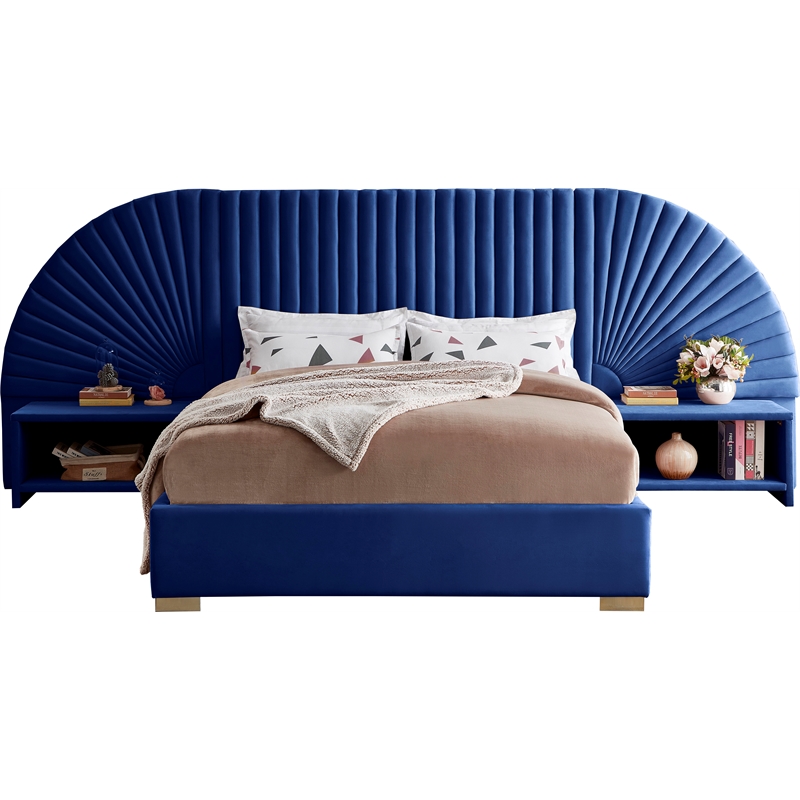 Meridian Furniture Cleo Navy Velvet King Bed
