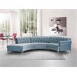 Meridian Furniture Anabella Sky Blue Velvet 3pc. Sectional