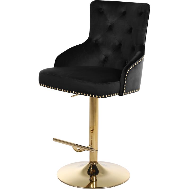 Meridian Furniture Claude Velvet Adjustable Bar | Counter Stool - Gold Meridian Furniture Claude Velvet Adjustable Bar | Counter Stool - Gold
