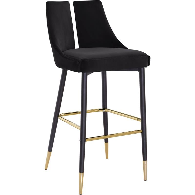 Meridian Furniture Sleek Black Velvet Stool (Set of 2)