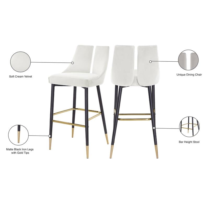 Meridian Furniture Sleek Cream Velvet Stool (Set of 2)