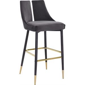 Meridian Furniture Sleek Gray Velvet Stool (Set of 2)