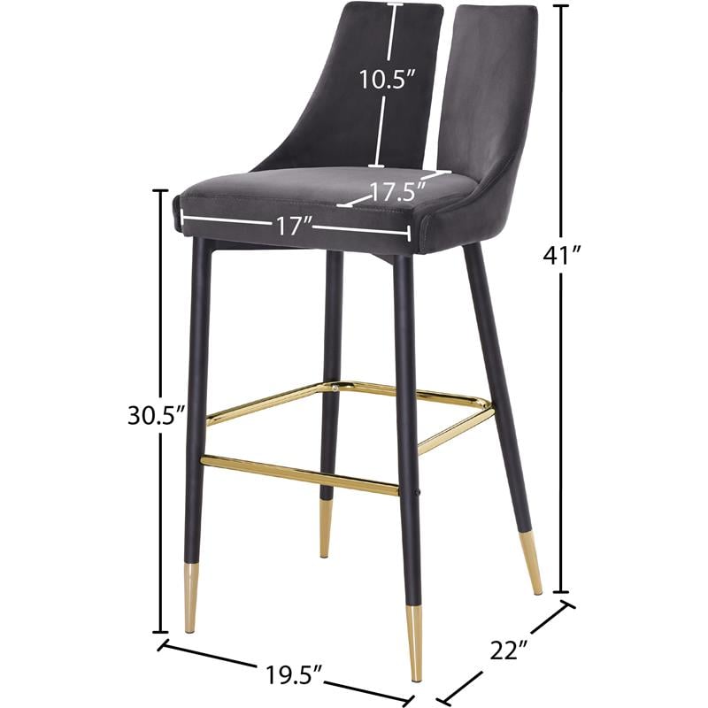 Meridian Furniture Sleek Gray Velvet Stool (Set of 2)