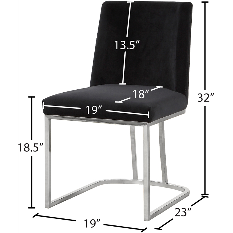Meridian Furniture Heidi Black Velvet Dining Chair (Set of 2)