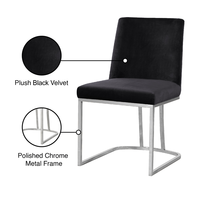 Meridian Furniture Heidi Black Velvet Dining Chair (Set of 2)