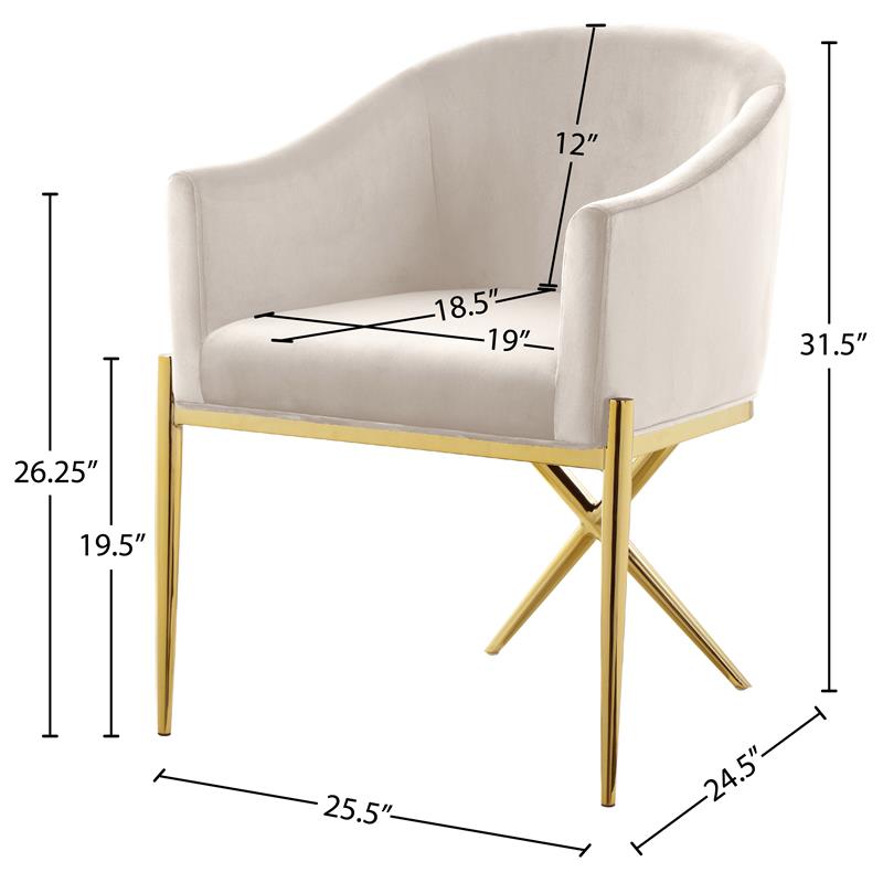 Meridian Furniture Xavier Cream Velvet Dining Chair