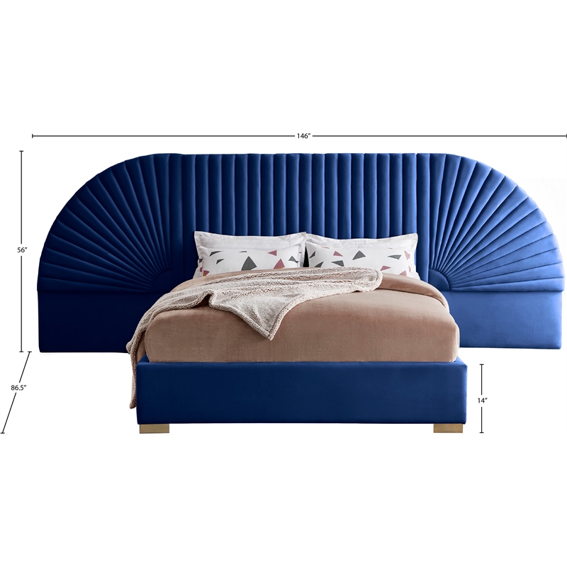 Meridian Furniture Cleo Navy Velvet Queen Bed
