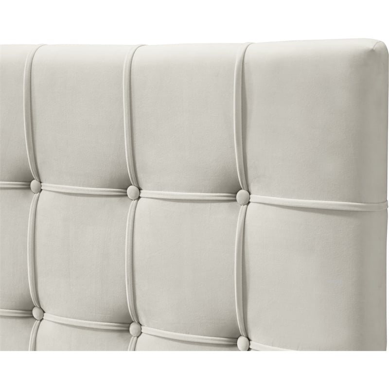 Meridian Furniture Elly Cream Velvet King Bed