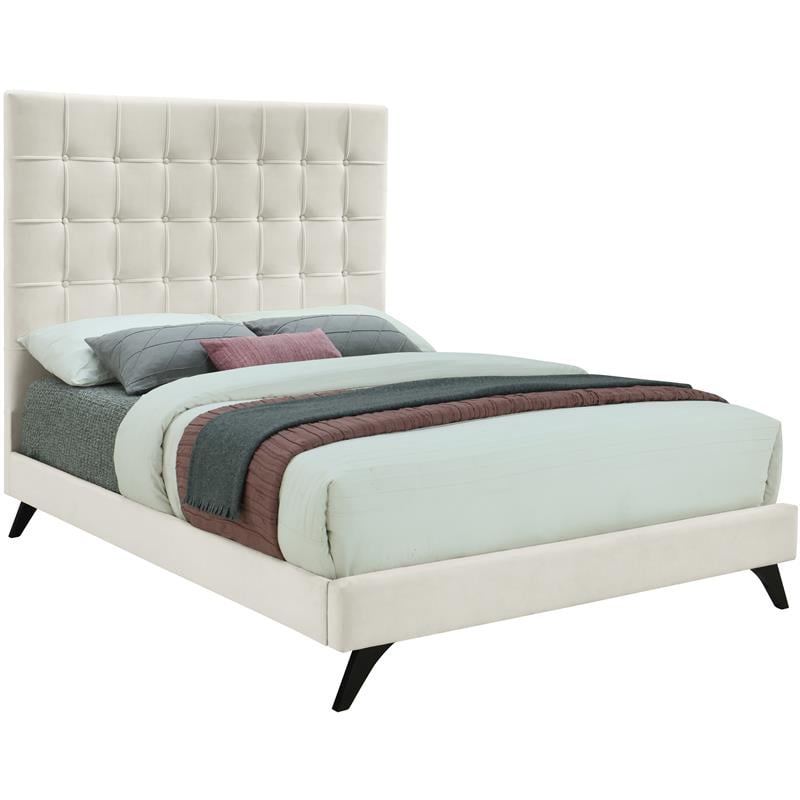 Meridian Furniture Elly Cream Velvet King Bed