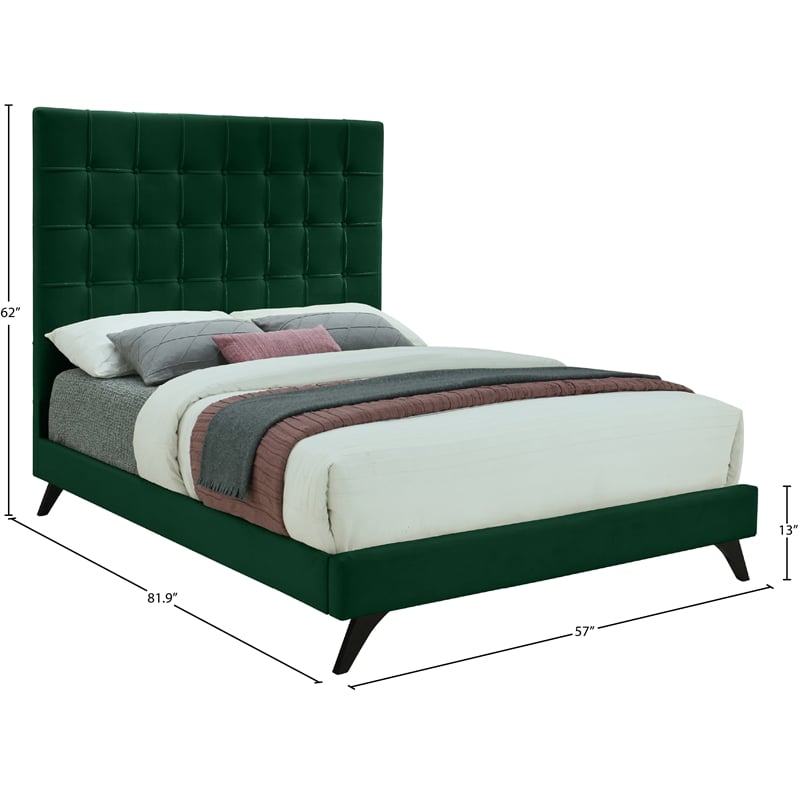 Meridian Furniture Elly Green Velvet Full Bed