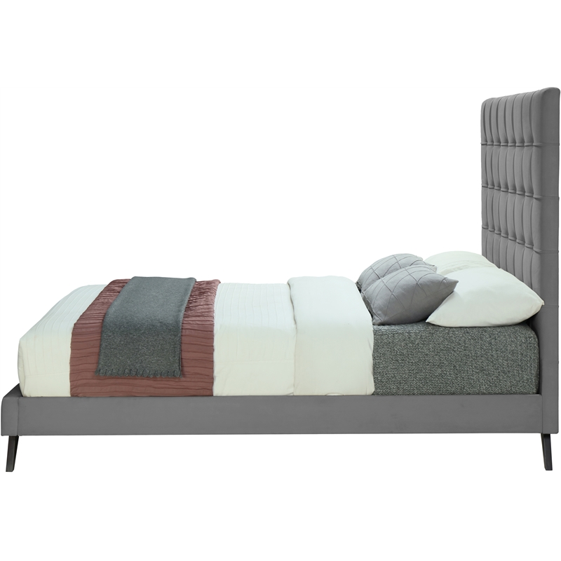 Meridian Furniture Elly Gray Velvet King Bed