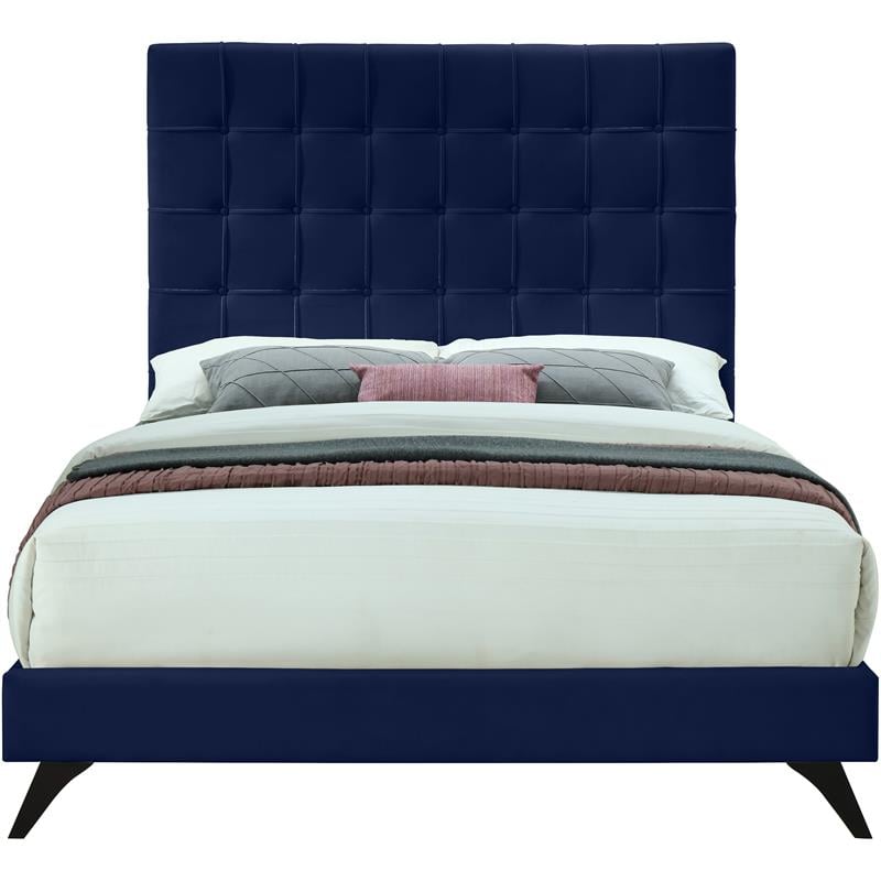 Meridian Furniture Elly Navy Velvet Queen Bed