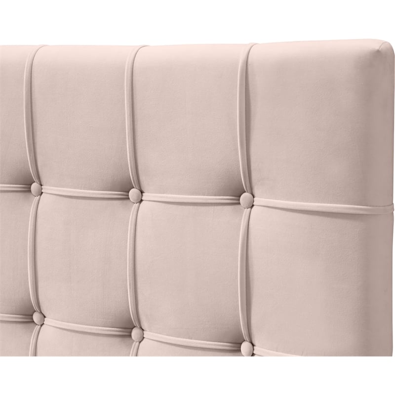 Meridian Furniture Elly Pink Velvet Full Bed