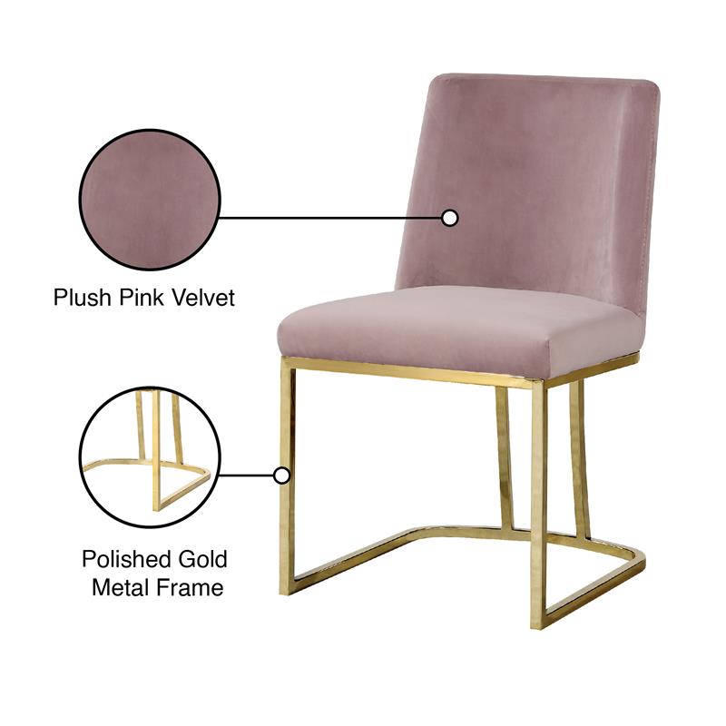 Meridian Furniture Heidi Pink Velvet Dining Chair (Set of 2)