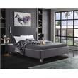 Meridian Furniture Ghost Gray Velvet Queen Bed