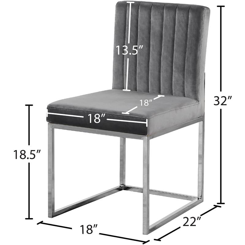 Meridian Furniture Giselle Gray Velvet Dining Chair (Set of 2)