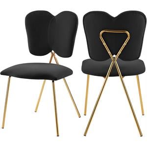 meridian furniture angel contemporary velvet upholstered dining side chair (set of 2)