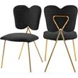 Meridian Furniture Angel Black Velvet Dining Chair with Gold Finish (Set of 2)
