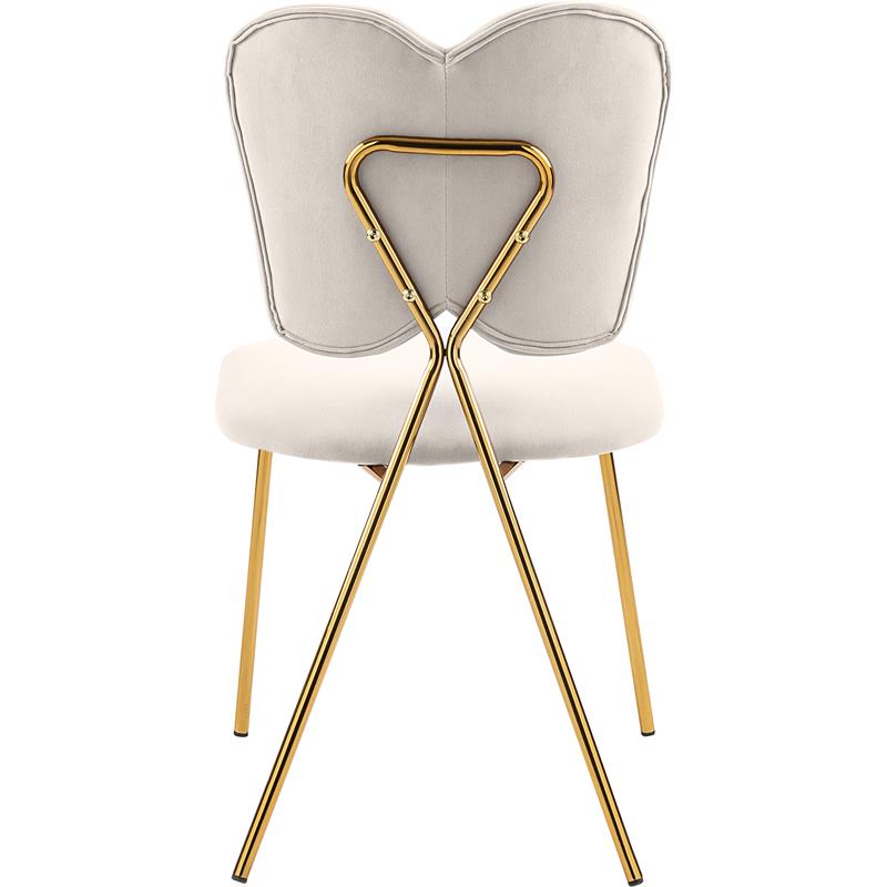 Meridian Furniture Angel Cream Velvet Dining Chair with Gold Finish (Set of 2)
