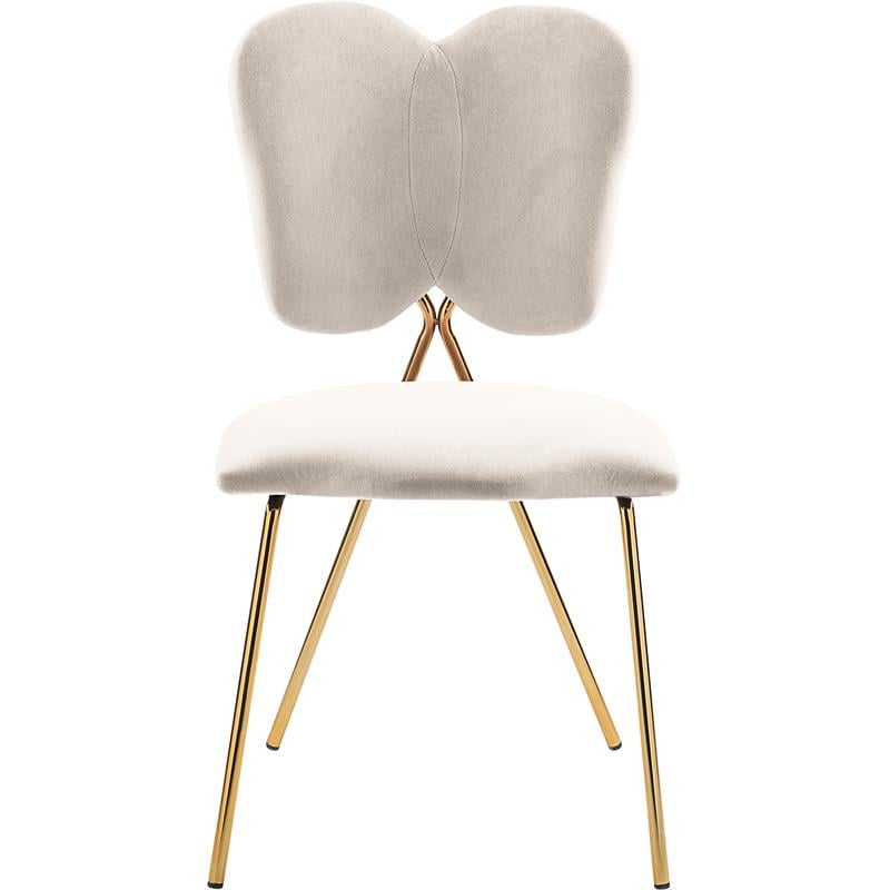 Meridian Furniture Angel Cream Velvet Dining Chair with Gold Finish (Set of 2)