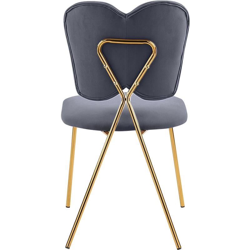 Meridian Furniture Angel Gray Velvet Dining Chair with Gold Finish (Set of 2)
