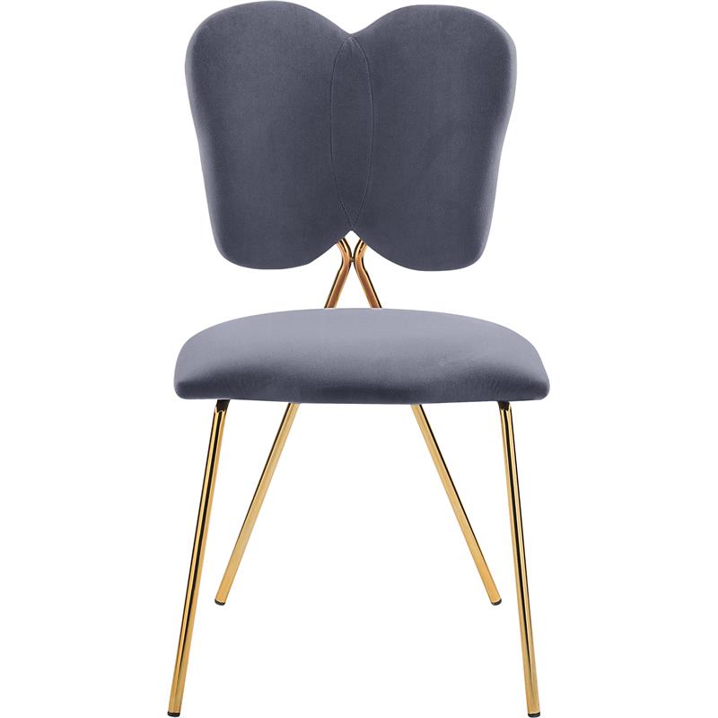 Meridian Furniture Angel Gray Velvet Dining Chair with Gold Finish (Set of 2)